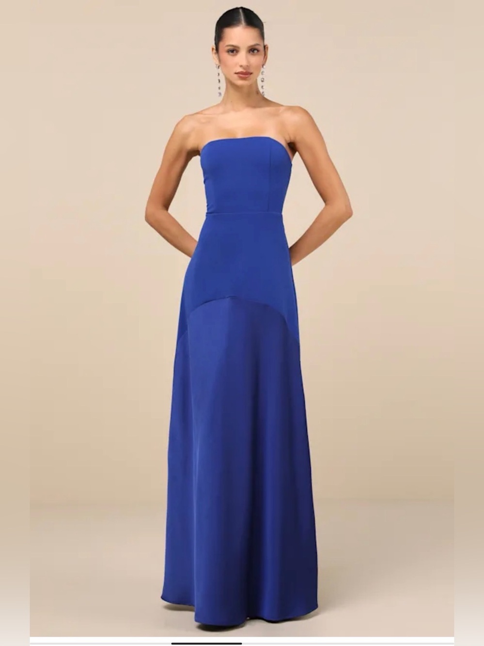 NWT Lulu's Compelling Style Royal Blue Strapless Formal Gown Xs